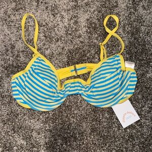 Dippin' Daisy's Yellow and Blue Striped Bikini Top